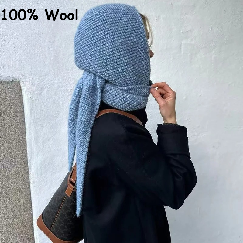 Wool Balaclava Knit - 100% шерстяной большой шарф 